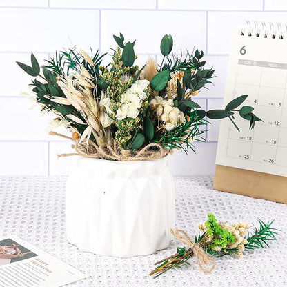 VAIPI 10 Pack Dried Flower Bouquets Green Series Natural Dried Plant with Stem Mini Flower Bundles Artificial Eucalyptus for Vase, DIY, Farmhouse Decor,Wedding Crafts,Home Party Fake Plant Decor