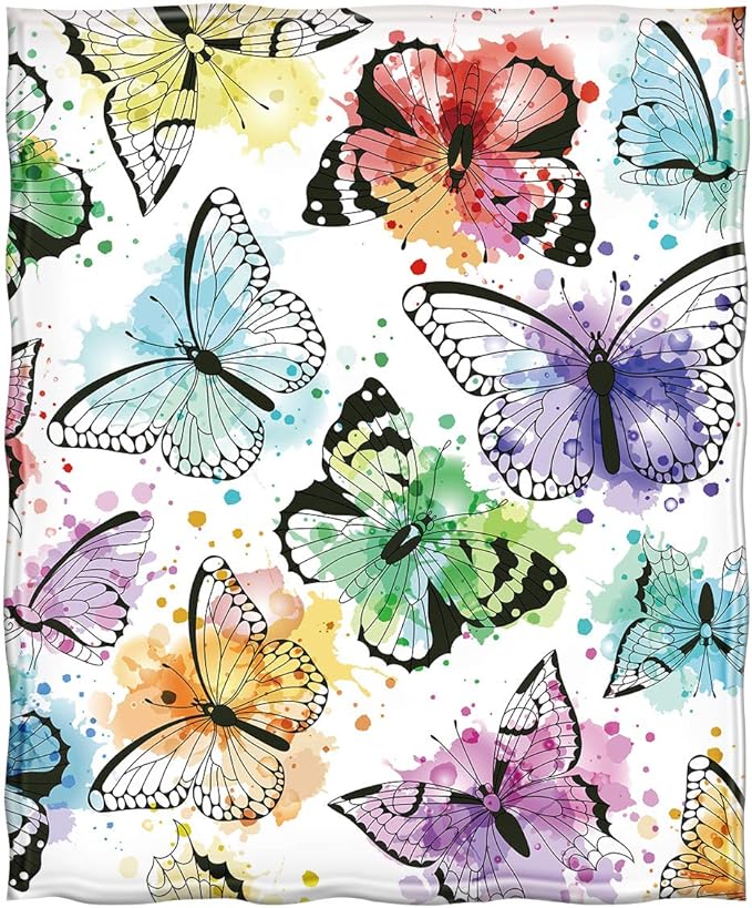 Jekeno Butterfly Throw Blanket Gifts for Women Girls, Christmas Birthday Valentines Butterfly Gifts for Butterflies Lovers Adult Kids, Colorful Blanket Decor for Home Bed Couch