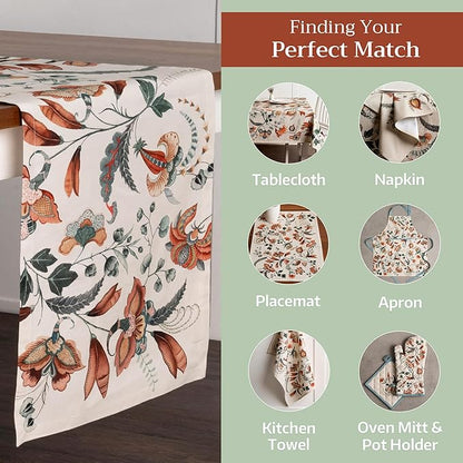 Maison d' Hermine Table Runner 100% Cotton Single Layer Table Runners 108 inches Long for Thanksgiving Christmas Decorations Home Kitchen Dining Party Wedding (Dalida, 14.5" x 108")