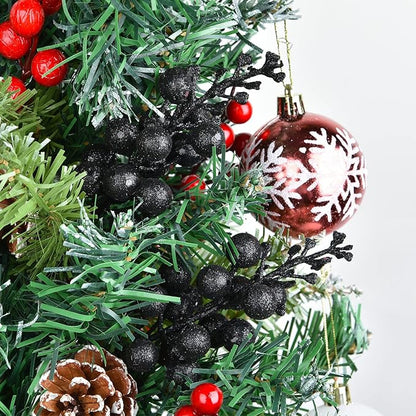 DearHouse 14 Pack Christmas Glitter Berries Stems, 7.8Inch Artificial Christmas Picks for Christmas Tree Ornaments, DIY Xmas Wreath, Crafts, Holiday and Home Decor (Black)