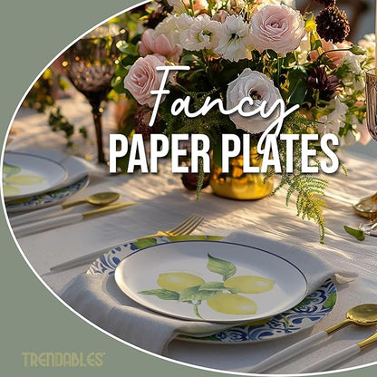 Trendables Floral Paper Plates 8.5 Inch & 10.5 Inch 80 Pcs Dinner Plate Set Fancy Disposable Plates for Party for 40 Guests 40 X 8 & 40 X 10 Large & Small Paper Plate Set for Parties Tuscan