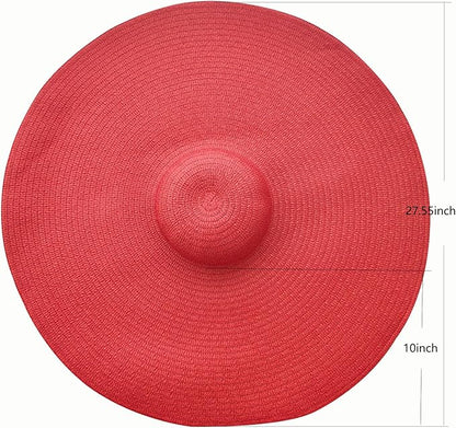 Oversized Beach Straw Hats for Women Extra Large Wide Brim Beach Hat Foldable Roll up Floppy Sun Hat