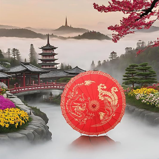 Chinese Japanese Handmade Parasol Umbrella,Asian Decoration DIY Art Dance Classical Umbrella for Wedding Parties Photography Costumes Cosplay