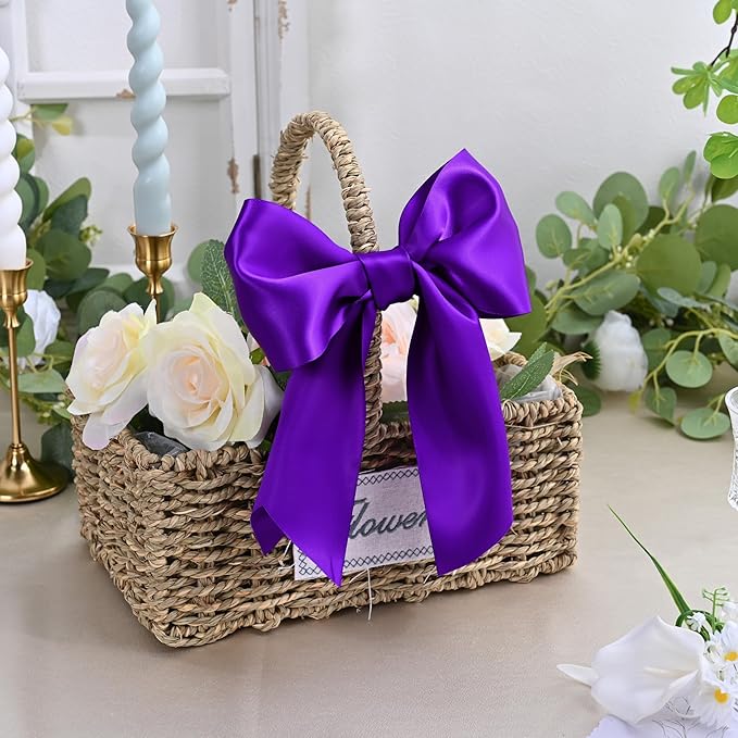 Purple Satin Ribbon 4 inch X 15 Yards Polyester Ribbon for Gift Wrapping Very Suitable for Weddings Party Hair Bow Invitation Decorations and More