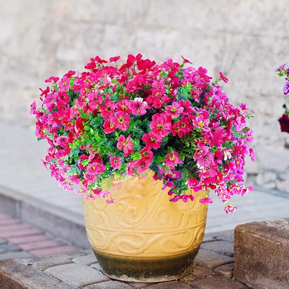 Artificial Fake Plants Flowers for Outdoor Outside Summer Decoration,16 Bundles No Fade UV Resistant Realistic Plastic Faux Silk Fake Daisy Plants for Outside Garden Home Planter Porch Patio Yard