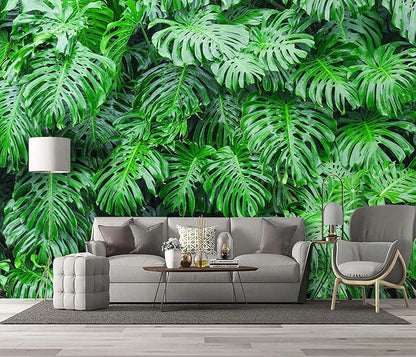 Tropical Botanical 3D Wallpaper Bedroom Green Leaf Plant Monstera murals Aesthetic Room Decor Living Room tv Background Large Wall Mural - 137"x96" Not Peel and Stick
