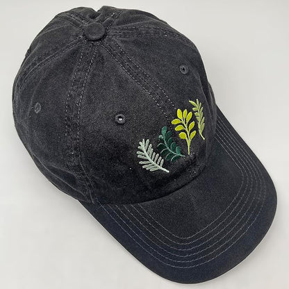 Cute Flower Hat, Elegant Floral Embroidered Adjustable Baseball Cap for Men Women, Gifts for Flower Lovers, Black
