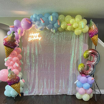 Iridescent Sequin Backdrop Curtain 10FTx10FT 1 Panel Glitter Metallic Photography Background Drapes for Wedding Birthday Events Baby Shower Party Decorartion