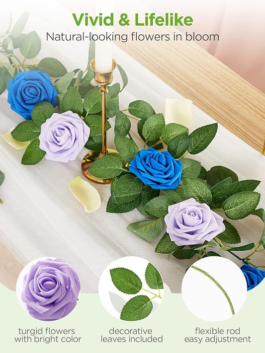 InnoGear Artificial Roses Foam Flowers, 50 Pcs Lilac Roses Artificial Flowers Fake Roses for Decoration DIY Wedding Bouquets Centerpieces Bridal Shower Party Valentine's Day Christmas Xmas