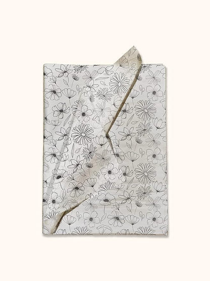 Pro Supply Global Black and White Floral Printed Tissue Paper for Gift Bags or Boxes and Wrapping - Spring Bulk Decorative Art Tissue Paper for Packaging and Gifting | 24 Sheets 20" x 30"