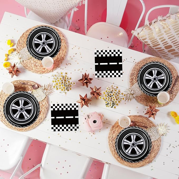 40 Pcs Race Car Plates and Napkins Party Supplies, Race Car Birthday Party Decorations Tableware Set Disposable Paper Plates and Napkins For Kids Boys Birthday Baby Shower Serves 20