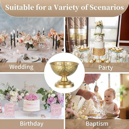Sziqiqi Urn Vase Gold Centrepiece: 5.5in Small Vintage Vases Set for Table Decorations - Wedding Vase Elegant for Floral Arrangement - Metal Honeycomb Flower Pot for Party Reception Dinner Table