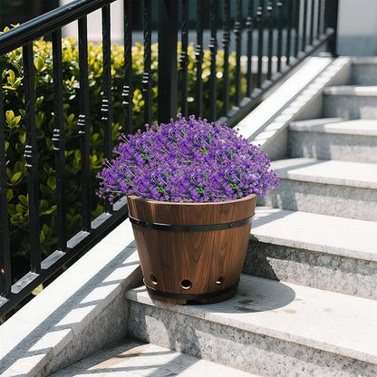 Artificial Flowers Outdoors, 12 Bundles No Fade Fake Flowers UV-Anti Easy to Clean Faux Greenery Plants Faux Plastic Plants Garden for Indoor Outdoor Home Garden Decoration, Purple
