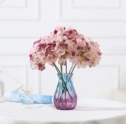 Silk Hydrangea Heads with Stems Artificial Flowers Heads for Home Wedding Decor,Pack of 10 (Light Purple)