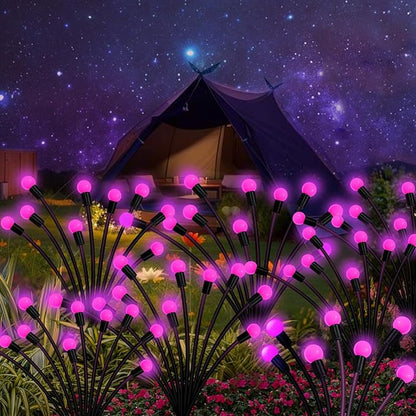 Kohlrabi Solar Garden Lights Outdoor, 2 Pack 20 LED Solar Pink Firefly Lights Waterproof, Sway by Wind, Swaying Light for Yard Patio Backyard Garden Planter Flower Bed Pathway Outdoor Decoration