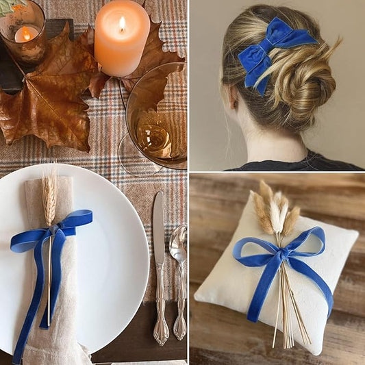Royal Blue Velvet Ribbon - 5/8 Inch x 10 Yards for Gift Wrapping, Crafts, Christmas Decor, Bow Making, Vintage Fabric