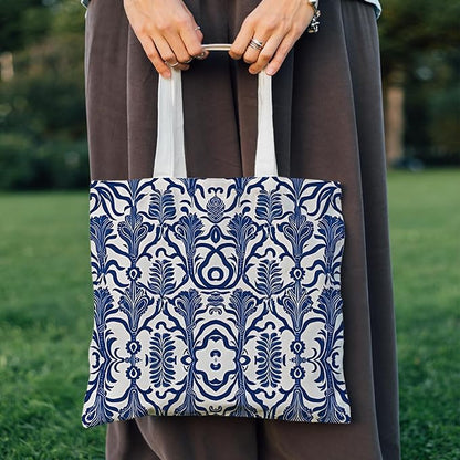 Flowers Tote Bag Gifts for Women, Canvas Aesthetic Reusable Grocery Bags Shopping Bags