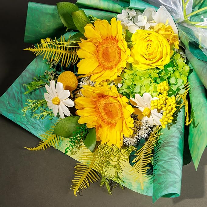 Flowers Gifts for Mom, Flower for Delivery, Preserved Sunflower Bouquets, Birthday Gifts for Women, Mothers Day Flowers for Wife (Yellow)