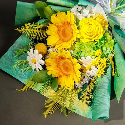 Flowers Gifts for Mom, Flower for Delivery, Preserved Sunflower Bouquets, Birthday Gifts for Women, Mothers Day Flowers for Wife (Yellow)
