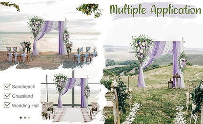 Wedding Arch Flowers with Drapes Kit (Pack of 5) - 2pcs Artificial Lilac & Cream Deluxe Swag with 3pcs Hanging Drapes for Wedding Ceremony Arbor Reception Backdrop Rose Floral Decorations