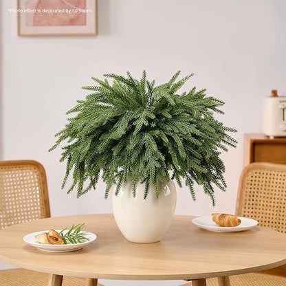 30Pcs 18'' Norfolk Pine Stems Realistic, Lifelike Christmas Greenery Pine Branches for DIY Wreaths, Vase Fillers, Indoor Outdoor Decor, Real Touch Christmas Decorations for Table, Mantle
