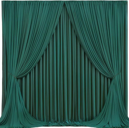 Hunter Green Backdrop Curtain-Wrinkle-Free Polyester Fabric Green Photography Curtains for Wedding Party Photo Background Decorations- 16 X10FT (Hunter Green)