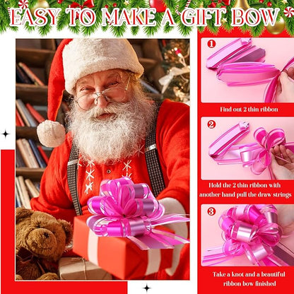 WILLBOND 20 Pieces 6 Inch Pull Bows Gift Wrapping Ribbon Pull Bows for Christmas Wedding Baskets Valentine Multicolor Wrap Accessory for Gift Present Holiday Decor(Pink Mixed Purple)