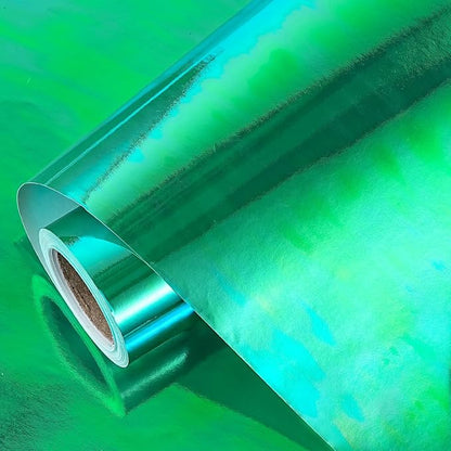 LeZakaa Green Wrapping Paper Roll - Holographic Iridescent Wrapping Paper for Birthday, Valentine's, Mother's Day, Holiday - 17 inches x 32.8 Feet (47.23 sq.ft.)