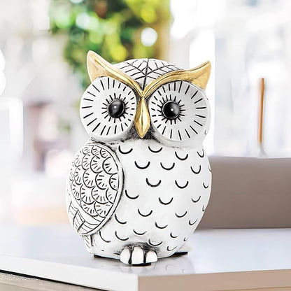 Owl Statue for Home Decor Accents,Owl Decor for Bookshelf Bedroom Living Room Office Table Desk Mantle TV Stand Boho Decoration,Modern Shelf Decor Accents Animal Sculptures for Birds Lovers,Owls Gift