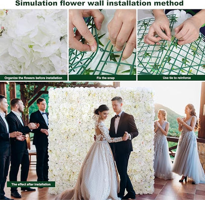 Flower Wall Backdrop 9pcs 16.5x16.5 Inch Flower Wall Decor Artificial Floral Wall Panel Ideal for Wedding Celebrations, Festive Party Birthday Backdrops and Elegant Home Decor
