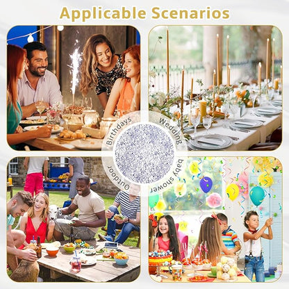 Hysenm 50 Pcs Disposable Blue Placemats Set Metallic 13 Inch Round Table Doilies, Ultra-Thin Messy Lines Disposable Placement Mats for Home Decoration Dining Table Wedding Birthday Party