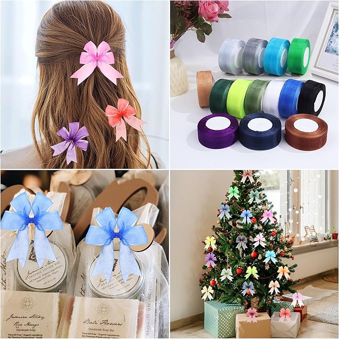1-1/2 Inch x 50 Yards Sheer Organza Ribbon Chiffon Ribbon for Gift Wedding Flower Bouquet Wrapping Decorations Crafts (Green)