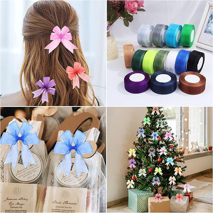 1-1/2 Inch x 50 Yards Sheer Organza Ribbon Chiffon Ribbon for Gift Wedding Flower Bouquet Wrapping Decorations Crafts (Royal Blue)