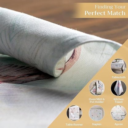 Maison d' Hermine Placemats Set of 4 100% Cotton Washable Cloth Place Mats, Reusable Table Mats for Kitchen Dining Decoration, Party, Wedding, Restaurant Spring/Summer (Flying Birds, 13" x 19")
