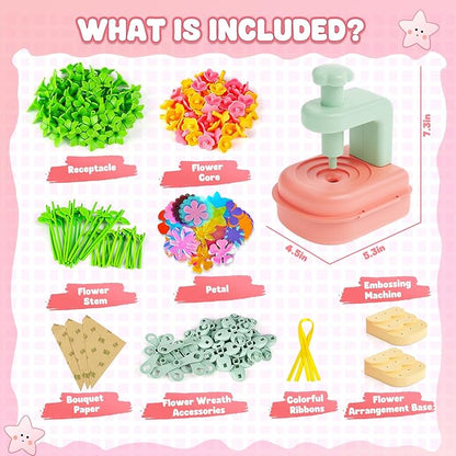 beefunni Flower Bouquet Craft Kit, DIY Arts and Crafts Toys for Kids Ages 4-8, Educational Flower-Making Activity Toy Set for Toddler and Kids, Birthday Gift for 4 5 6 7 8+ Year Old Girls and Boys