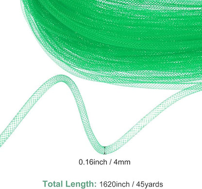 Mesh Tube Ribbon 45 Yards, 4mm Elastic Fabric Ribbons Mesh Tubing for Crafts/Gift Wrapping/Flower Bouquets/Wedding/Birthday/Holiday/Wreaths Christmas/Decoration[Fruit Green]