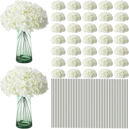 Unittype Silk Hydrangea Artificial Flowers Heads with Stems Faux Hydrangea Flowers for Wedding Centerpieces Bouquets DIY Floral Decorations for Home Indoor(White,300 Pieces)