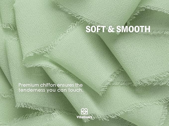 Vitalizart Sage Green Handmade Chiffon Silk Ribbon Fringe 3 Rolls 1.5" x 21 Yd Frayed Edges Ribbons for Wedding Invitations Bridal Bouquets Gifts Wrapping Crafts Holiday Decor