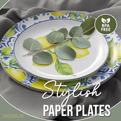 Trendables Floral Paper Plates 8.5 Inch & 10.5 Inch 80 Pcs Dinner Plate Set Fancy Disposable Plates for Party for 40 Guests 40 X 8 & 40 X 10 Large & Small Paper Plate Set for Parties Tuscan