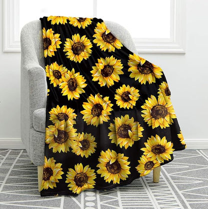 Jekeno Sunflower Gifts Blanket for Women Girls, Sunflowers Decor Gifts for Sunflower Lovers Adult Kids, Cute Throw Decoration for Home Living Room Bed Couch