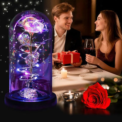 Childom Christmas Rose Gifts for Women,Birthday Gifts for Women Mom Christmas,Flowers for Delivery Prime,Rotating Colorful Light Up Rose in A Glass Dome,Anniversary Rose Gift for Her Valentines Day