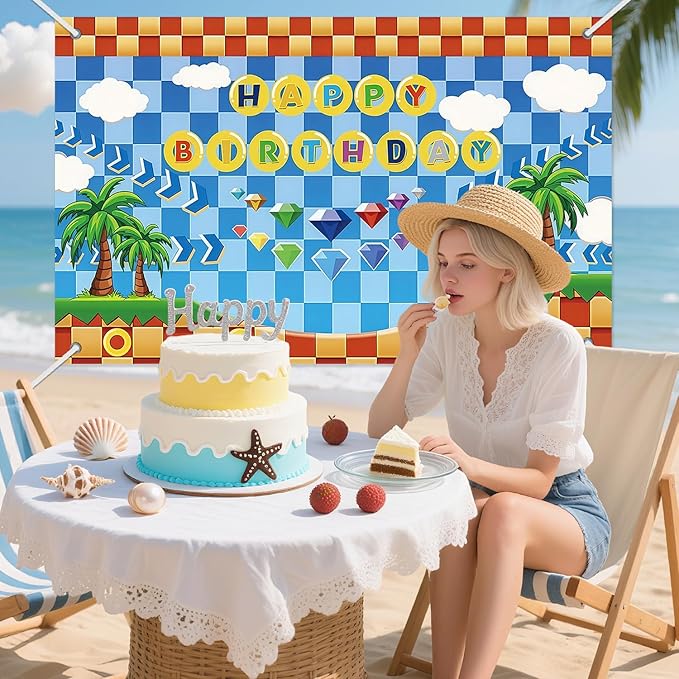 3x5ft Cartoon Game Birthday Backdrop, Happy Birthday Decoration Background, Cute Funny Game Theme Party Supplies Outdoor Indoor Photo Banner