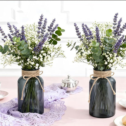 Vintage Glass Flower Vase，12 Pack Farmhouse Black Glass Centerpiece Vases Mason Jars for Halloween Weddings, Parties & Home Decor Bulk (12, Black)