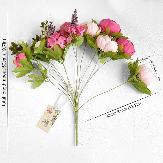 FiveSeasonStuff Vintage Artificial Peonies Silk Peony Flowers and Hydrangeas for Wedding Bridal Home Décor – Beautiful Floral Centerpiece Arrangement Decoration with 2 Bouquets (Mixed Pink)