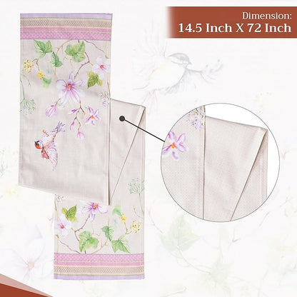 Maison d' Hermine Table Runner 100% Cotton Double Layer Table Runners 72 inches Long Decorative for Home Kitchen Dining Party Wedding Bridal Shower Spring Summer (Magnolia Mornings, 14.50" x 72")