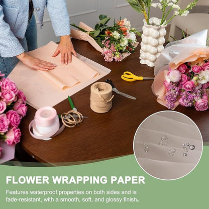 PATIKIL Flower Gift Wrapping Paper, 20 Sheets Waterproof Bouquet Paper Wrap Florist Supplies Packaging Floral Papers for Wedding DIY Craft Valentine Mother's Day, Brown