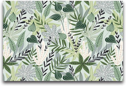 Cliouar-Watercolor Green Leaves Tropical Plants Bedroom Living Room Decoration Mural Wallpaper 158" x 110"(Not Self-Adhesive)
