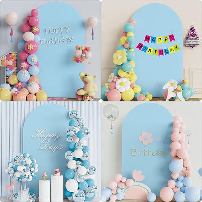 Wokceer Wedding Arch Cover 8FT Spandex Fitted Wedding Arch Stand Covers Round Top Chiara Arch Backdrop Cover for Birthday Party Ceremony Banquet Decoration Dusty Blue