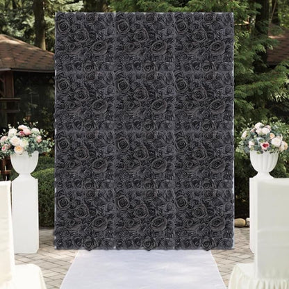 12PCS Artificial Flowers Decoration, Flower Wall Panels, Black Flowers Wall, Stage Background Artificial Flowers Decoration, Silk Rose Flower Panels, Use for Party, Anniversary