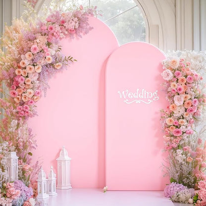 Pink Purple Arch Backdrop Cover Set of 2 Spandex Arch Covers 7.2 and 6ft Wedding Birthday Party Arch Covers Stretchy Backdrop Bridal Baby Shower Pink Lavender Arch Stand Cover